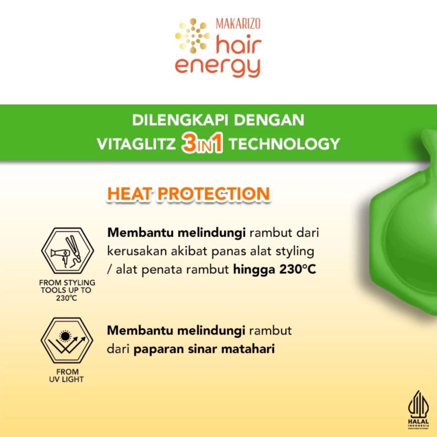 Makarizo Hair Energy Vitaglitz Aloe Melon Hair Serum 6butir