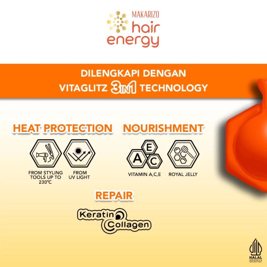 Makarizo Hair Energy Vitaglitz Royal Jelly Hair Serum 6butir