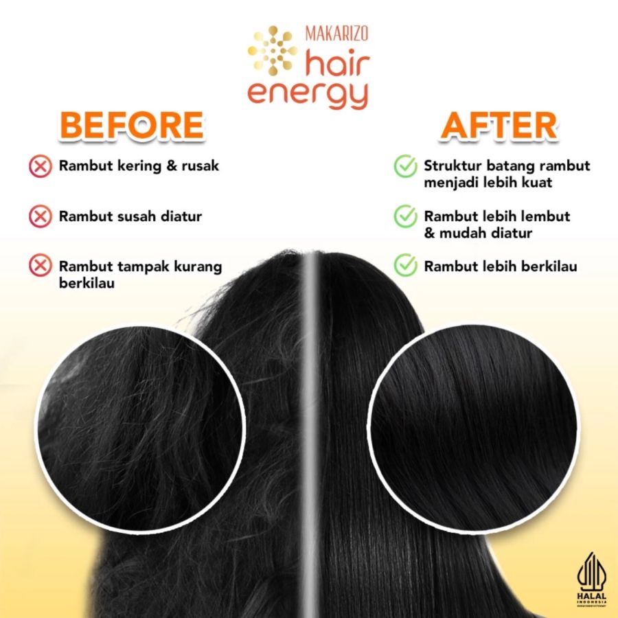 Makarizo Hair Energy Vitaglitz Royal Jelly Hair Serum 6butir