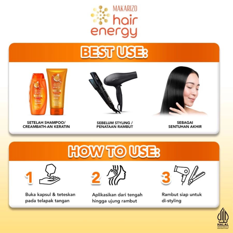 Makarizo Hair Energy Vitaglitz Royal Jelly Hair Serum 6butir