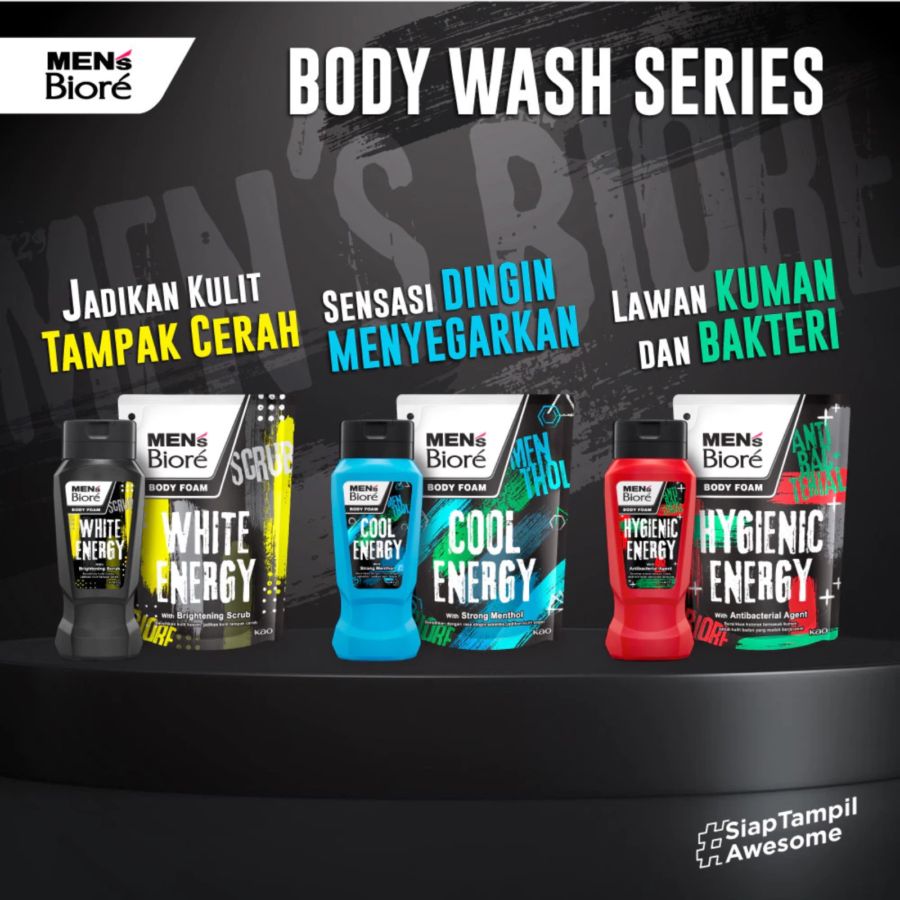 Men's Biore White Energy Body Foam Refill 450ml