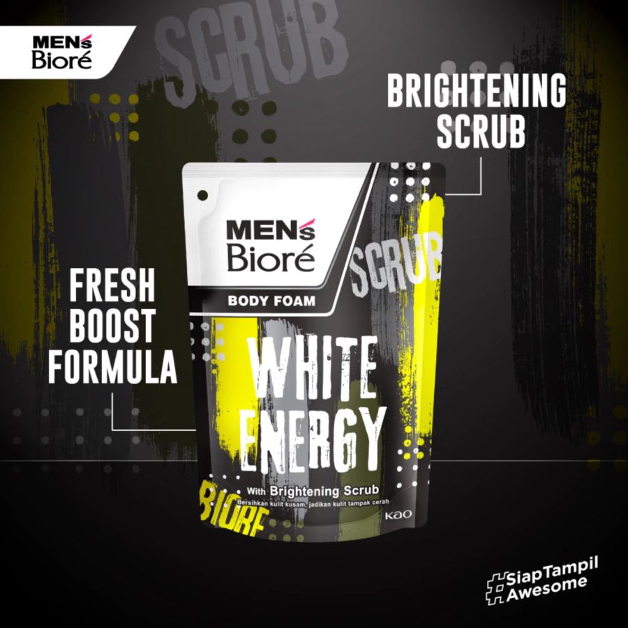 Men's Biore White Energy Body Foam Refill 450ml