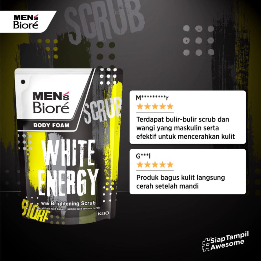 Men's Biore White Energy Body Foam Refill 450ml