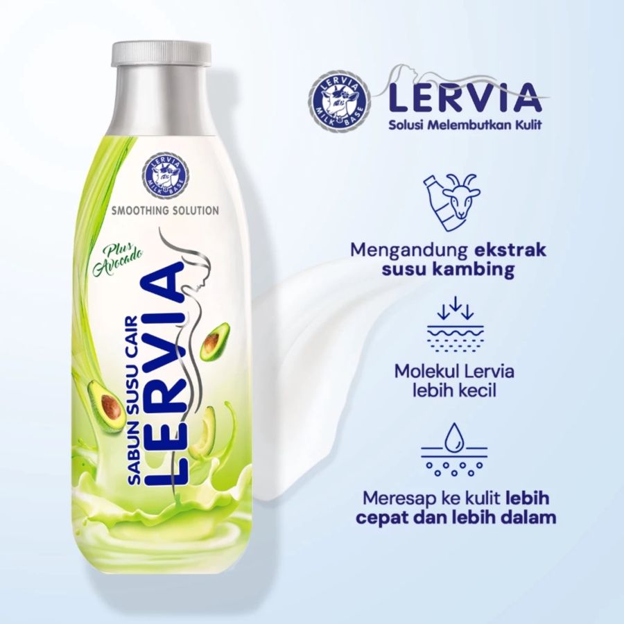 Lervia Sabun Susu Cair Plus Avocado Refill 400ml