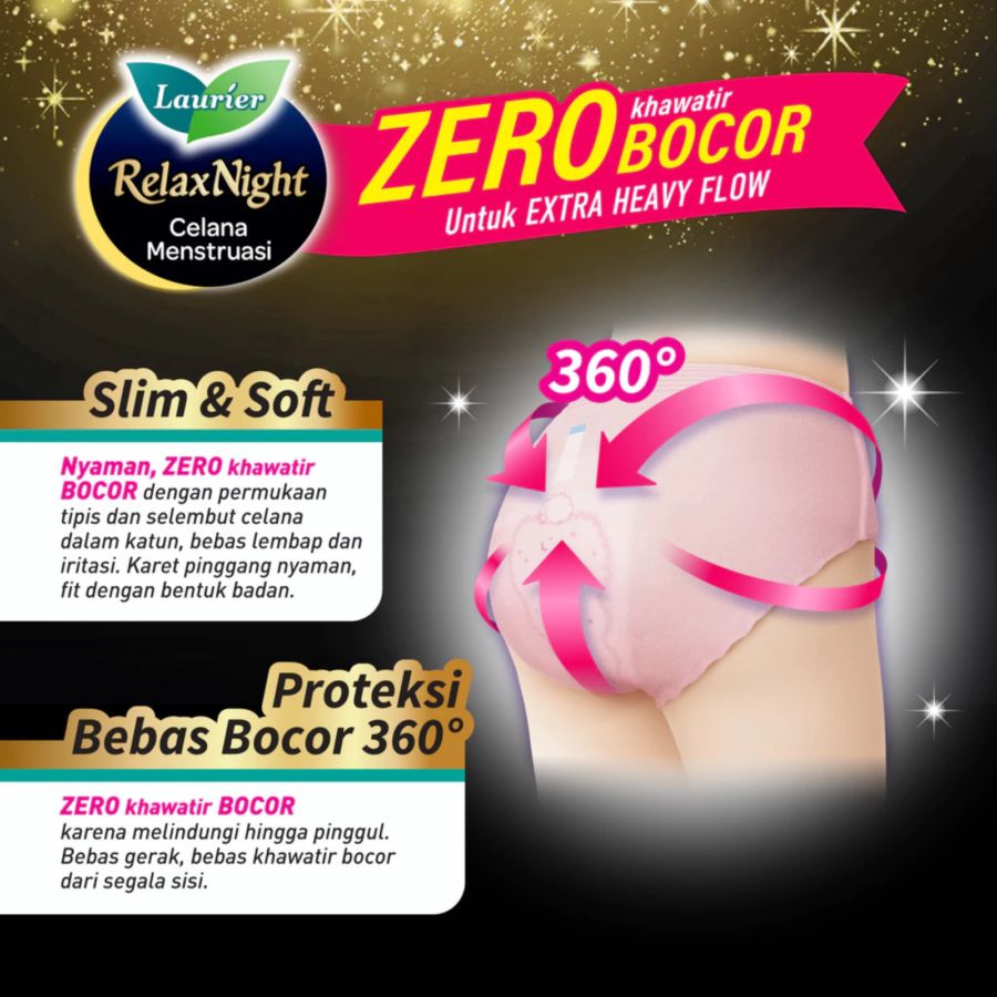 Laurier Relax Night Slim & Soft Celana Menstruasi Size XXL Pembalut Wanita 2pads