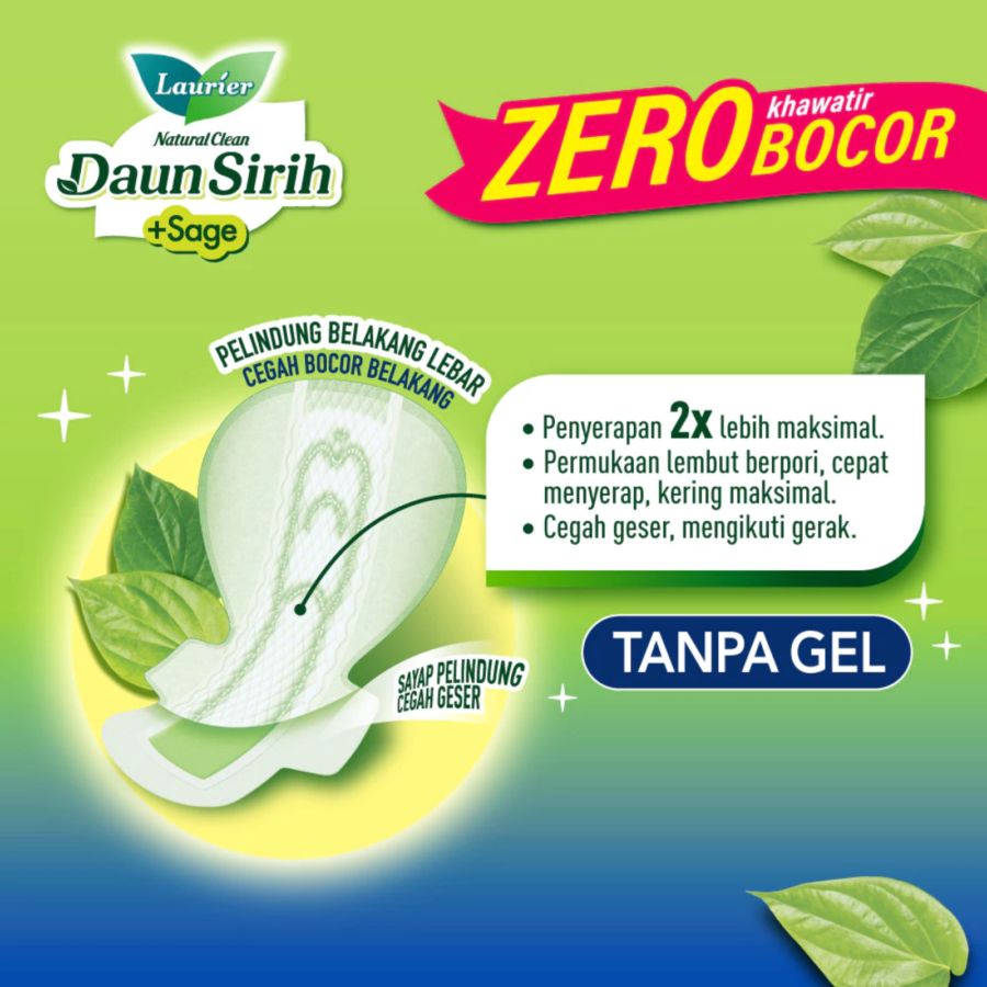 Laurier Natural Clean Daun Sirih Night Wing 35 cm Pembalut Kewanitaan 12pads