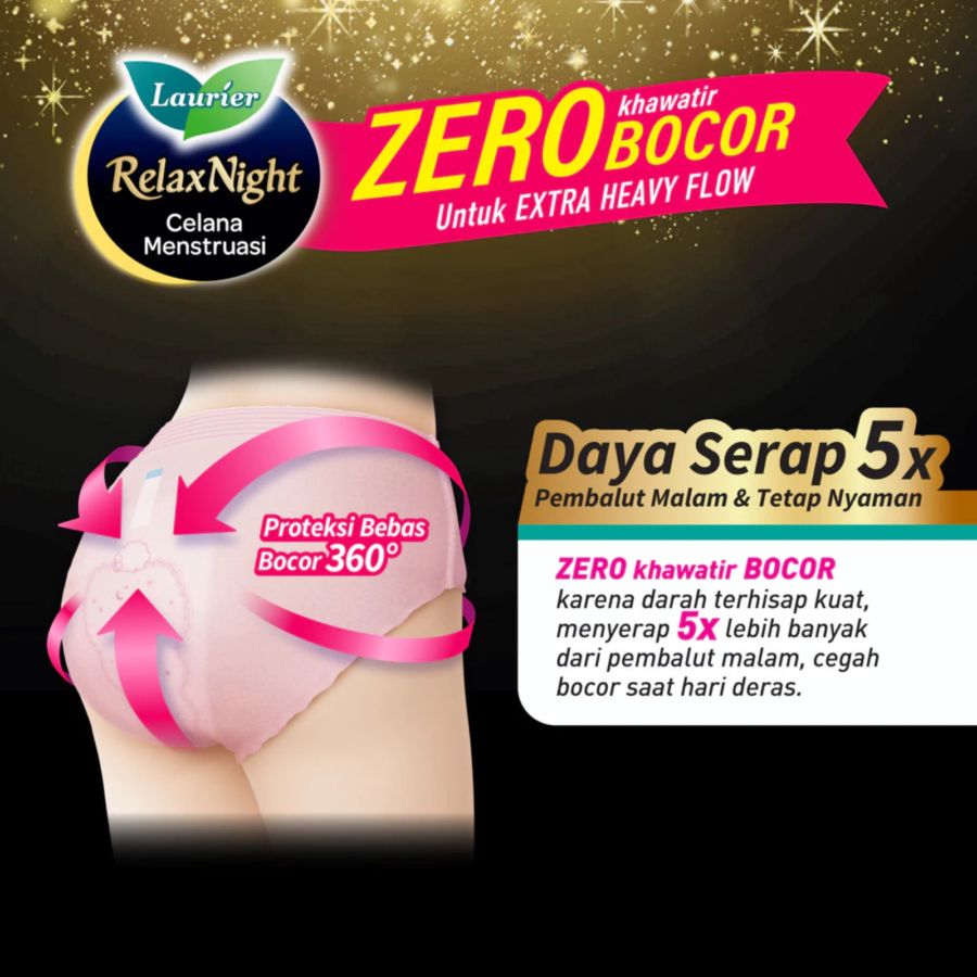 Laurier Relax Night Celana Menstruasi Size M-XL Pembalut Wanita 2pads