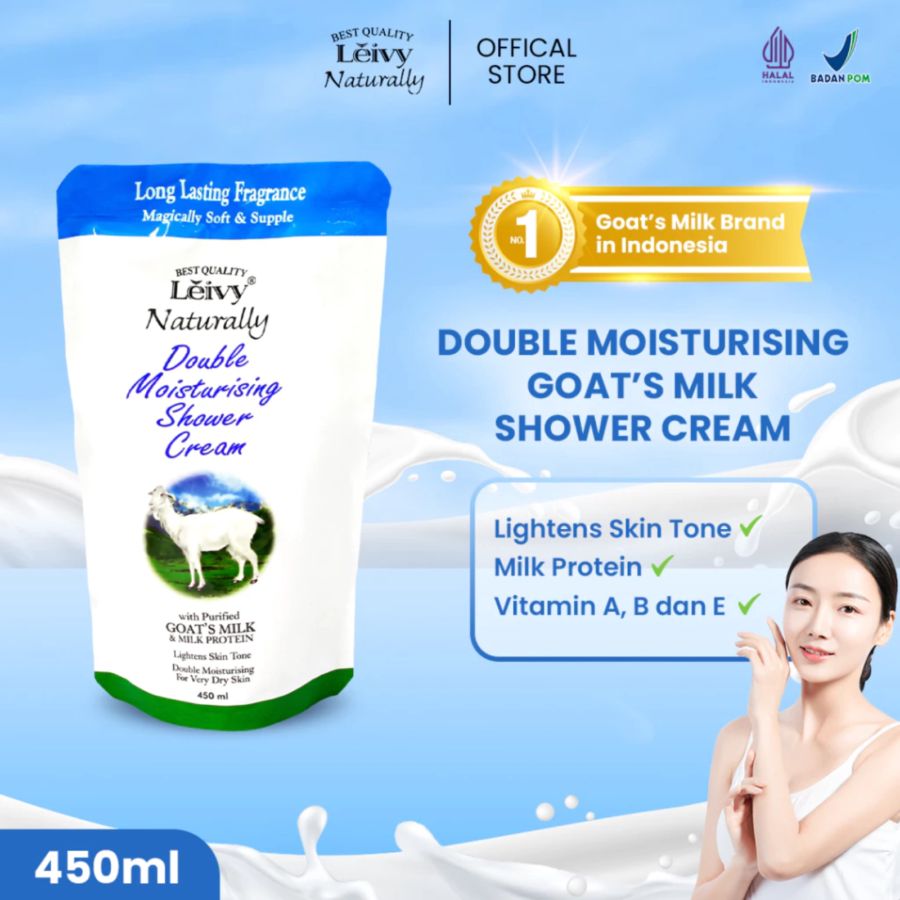Leivy Naturally Double Moisturising Shower Cream Pouch 450ml