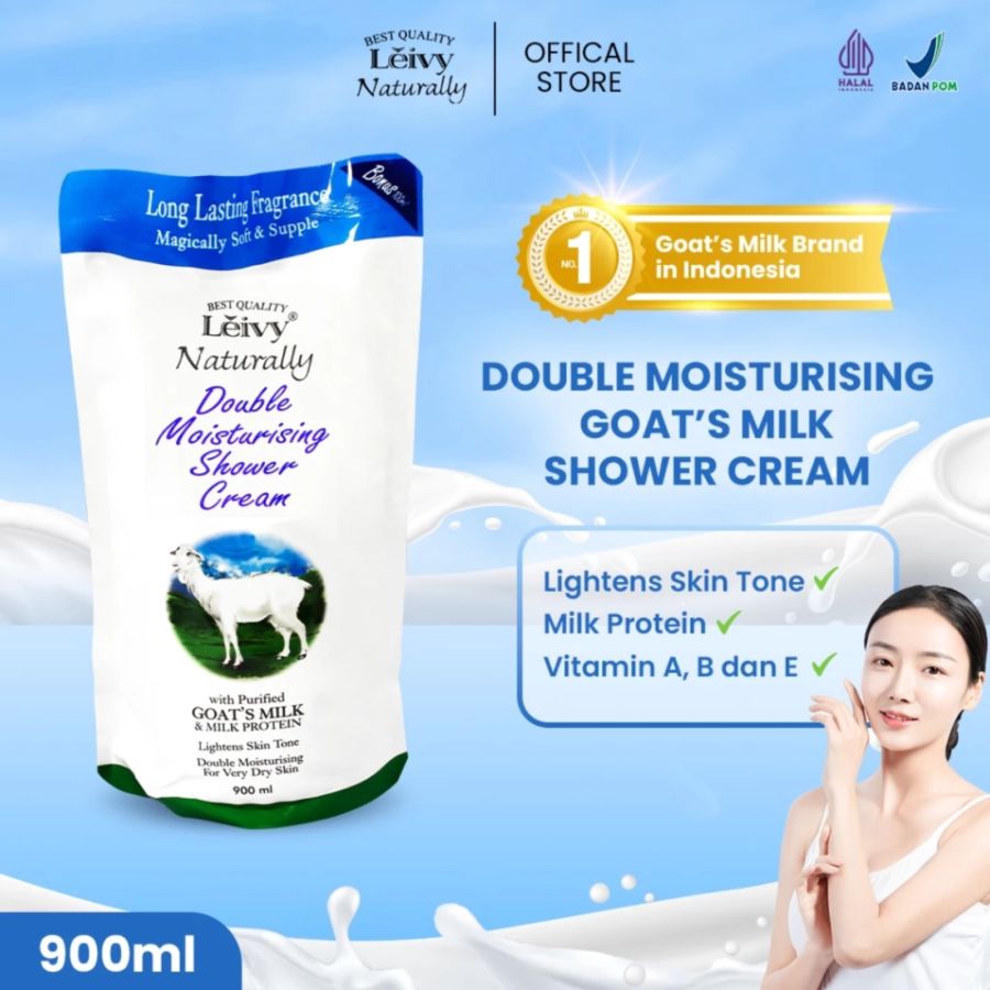 Leivy Naturally Double Moisturising Shower Cream Pouch 900ml