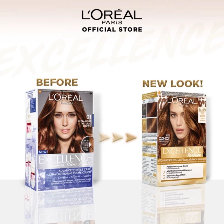 Loreal Excellence Fashion 6.35 Ultra Light Natural Brown Pewarna Rambut 1pcs