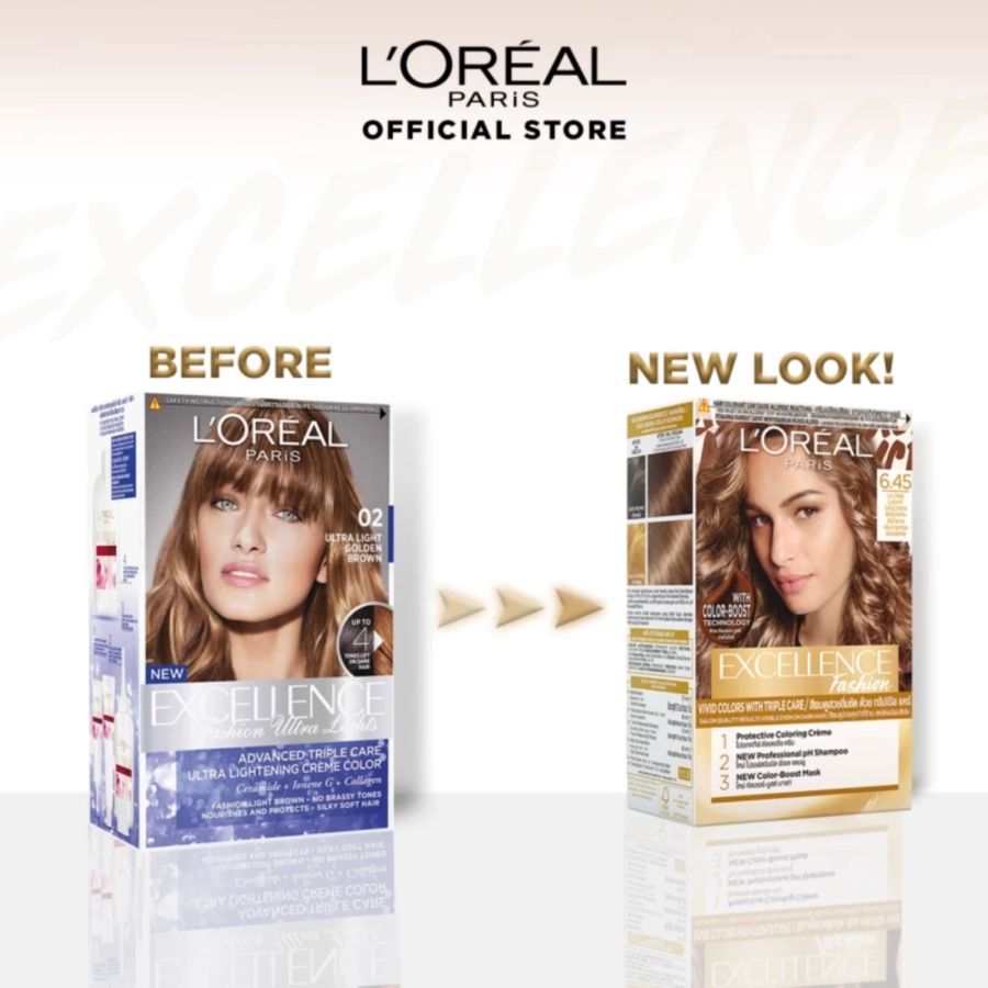 Loreal Excellence Fashion 6.45 Ultra Light Golden Brown Pewarna Rambut 1pcs