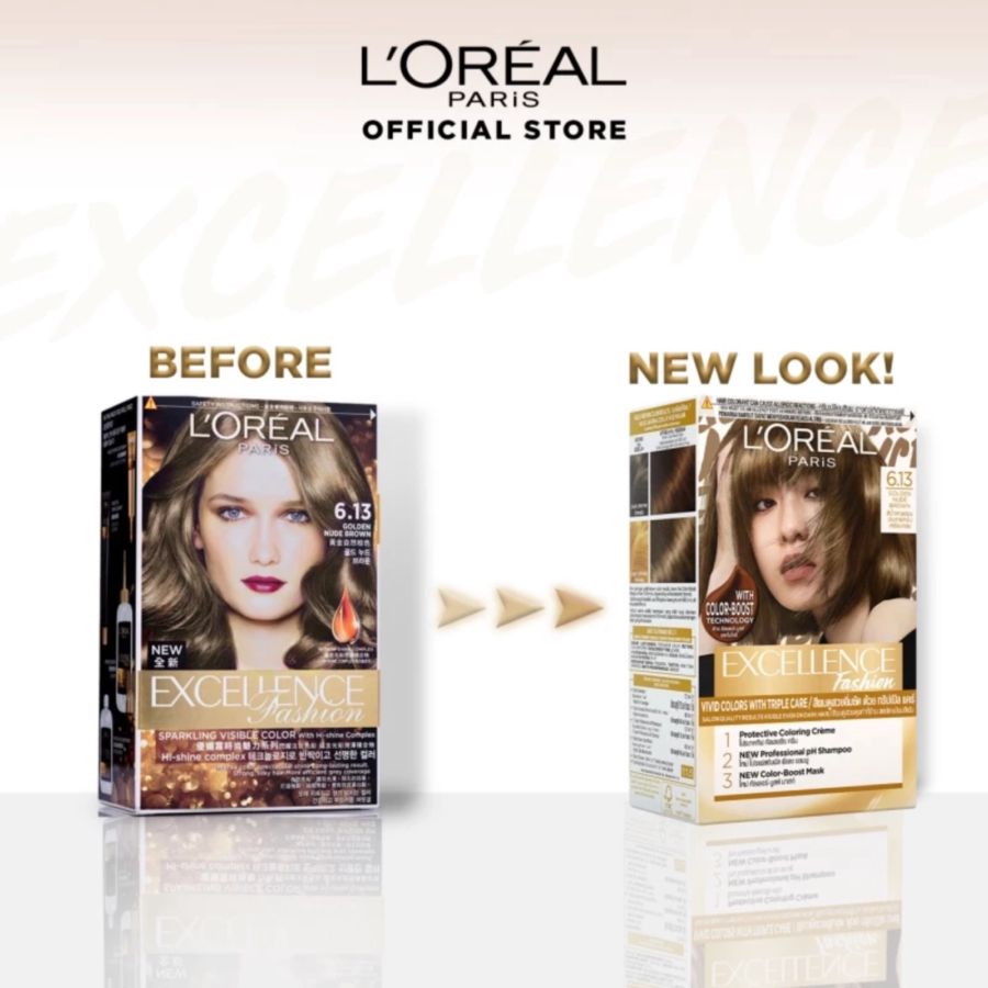 L'Oreal Paris Excellence 6.13 Golden Nude Brown Hair Color 1box