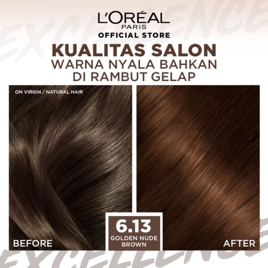 L'Oreal Paris Excellence 6.13 Golden Nude Brown Hair Color 1box