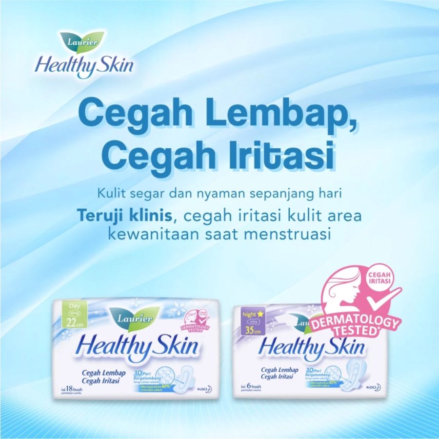 Laurier Healthy Skin Day Wing 22 cm Pembalut Kewanitaan 18pads