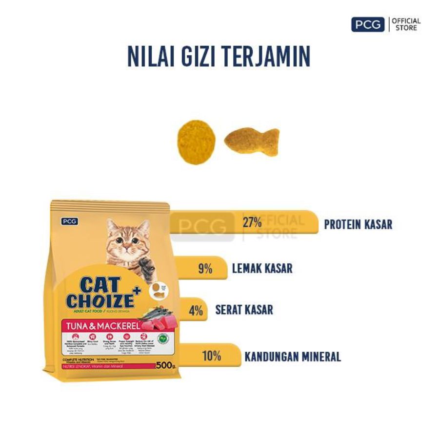 Cat Choize Plus Tuna & Mackerel Adult Makanan Kucing Kering 500gram