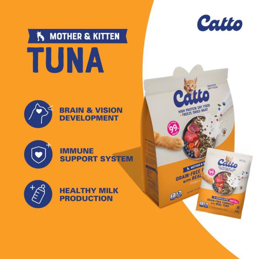 Catto Mother and Kitten Grain Free Formula Tuna Makanan Kucing Kering 400gram
