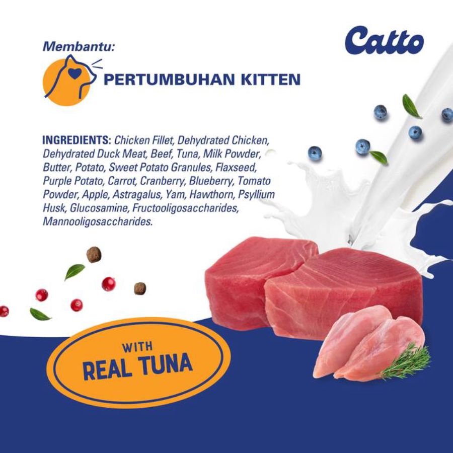 Catto Mother and Kitten Grain Free Formula Tuna Makanan Kucing Kering 400gram