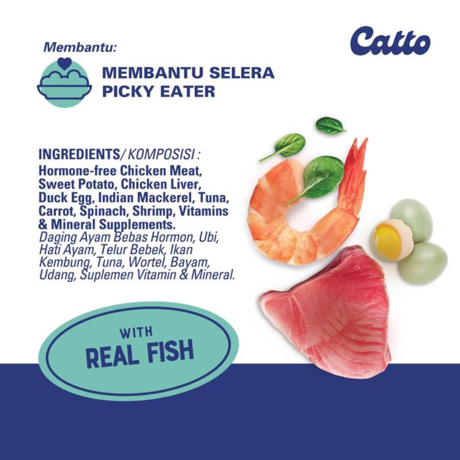 Catto Fish, Shrimp and Egg Adult Makanan Kucing Basah 50gram