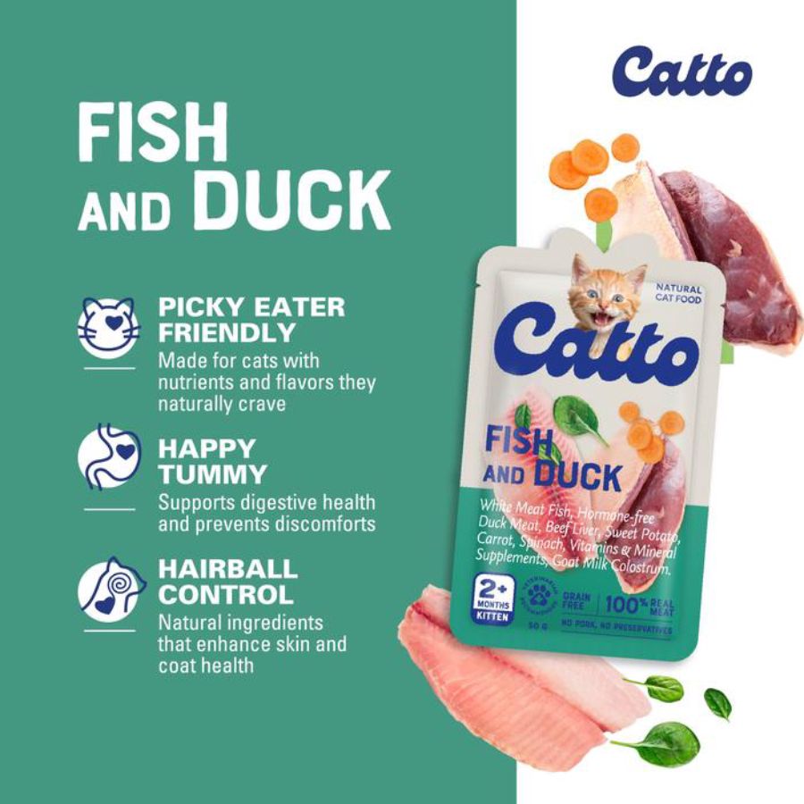 Catto Fish and Duck Kitten Makanan Kucing Basah 50gram