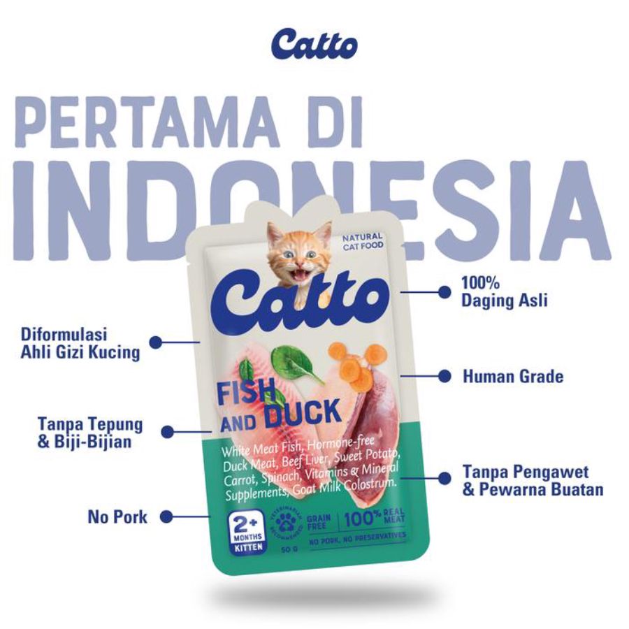 Catto Fish and Duck Kitten Makanan Kucing Basah 50gram