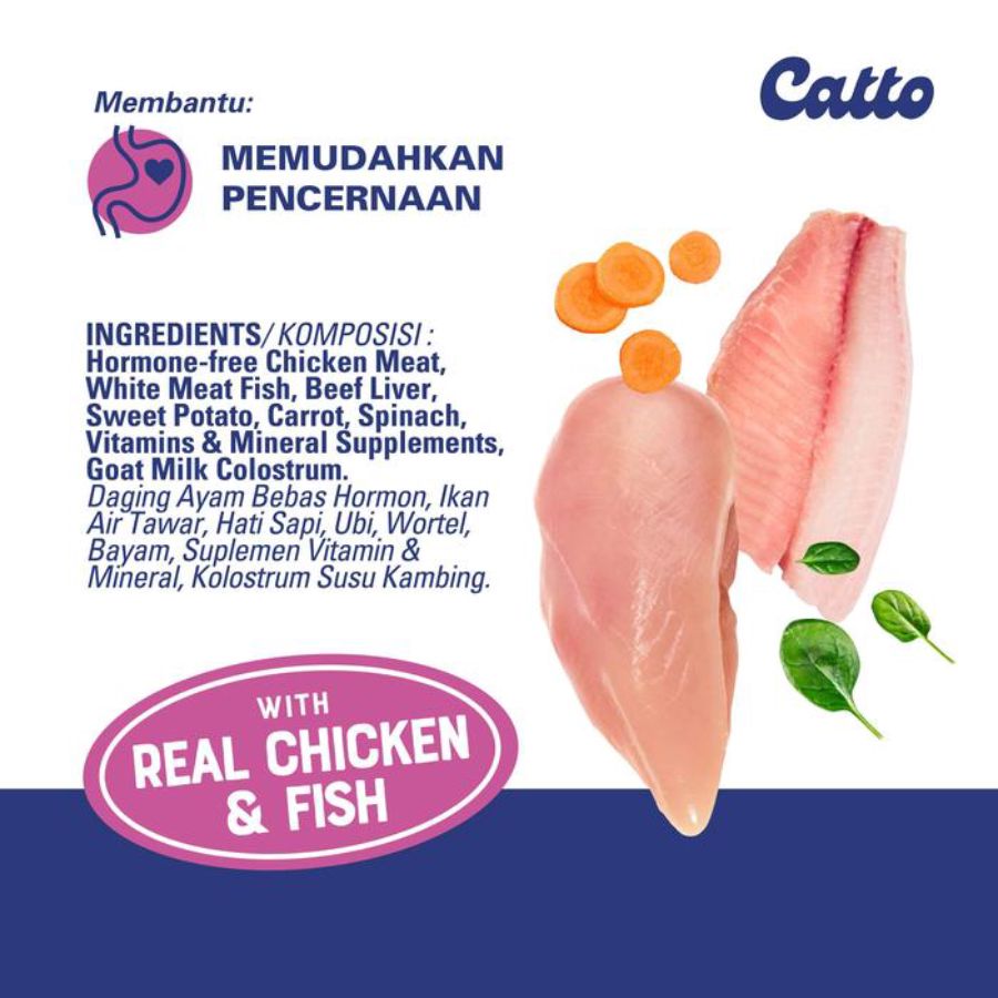 Catto Natural Chicken and Fish Kitten Makanan Kucing 50gram