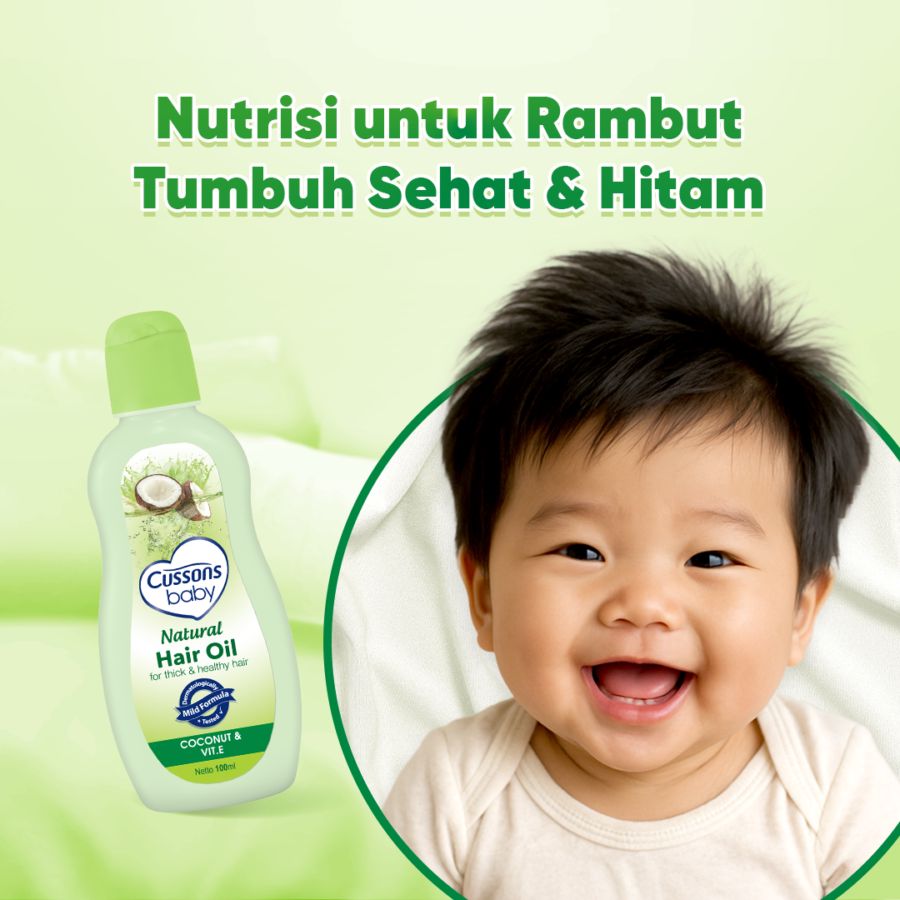 Cussons Baby Natural Hair Oil Coconut & Vit E Perawatan Bayi 100ml