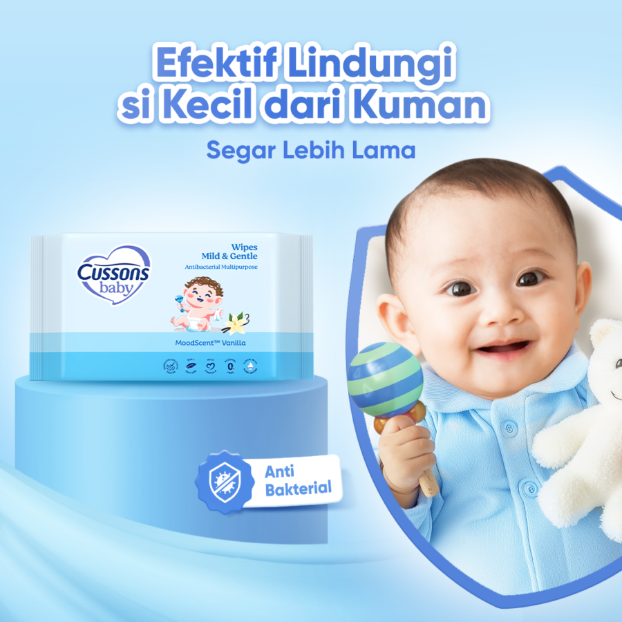 Cussons Baby Mild & Gentle Mood Scent Vanilla Antibacterial Multipurpose Wipes 3pack