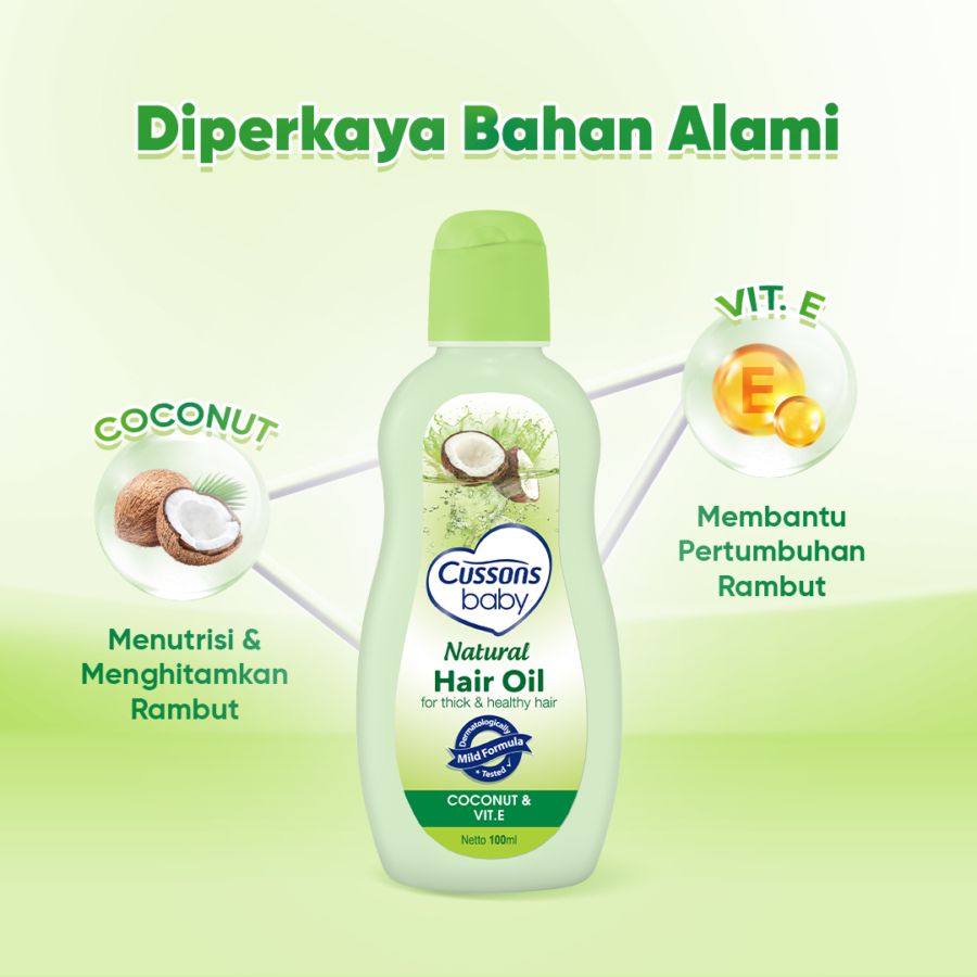 Cussons Baby Natural Hair Oil Coconut & Vit E Perawatan Bayi 100ml