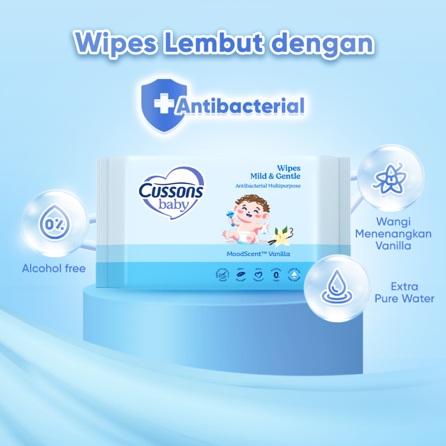 Cussons Baby Mild & Gentle Mood Scent Vanilla Antibacterial Multipurpose Wipes 3pack