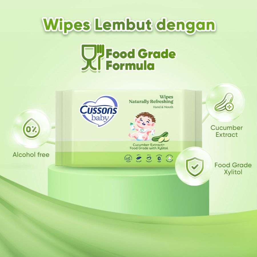 Cussons Baby Natural Refreshing Cucumber Extract Hand & Mouth Wipes 3pack