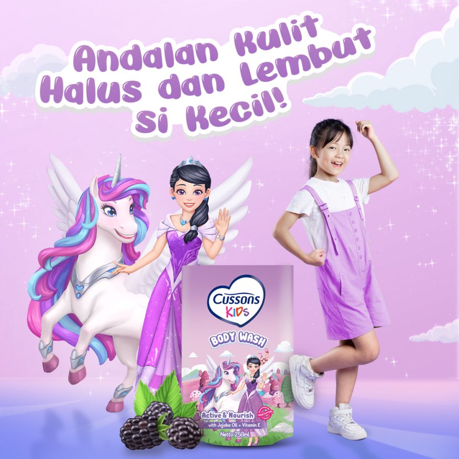 Cusson Kids Body Wash Unicorn Active & Nourish Kebersihan Bayi 250ml