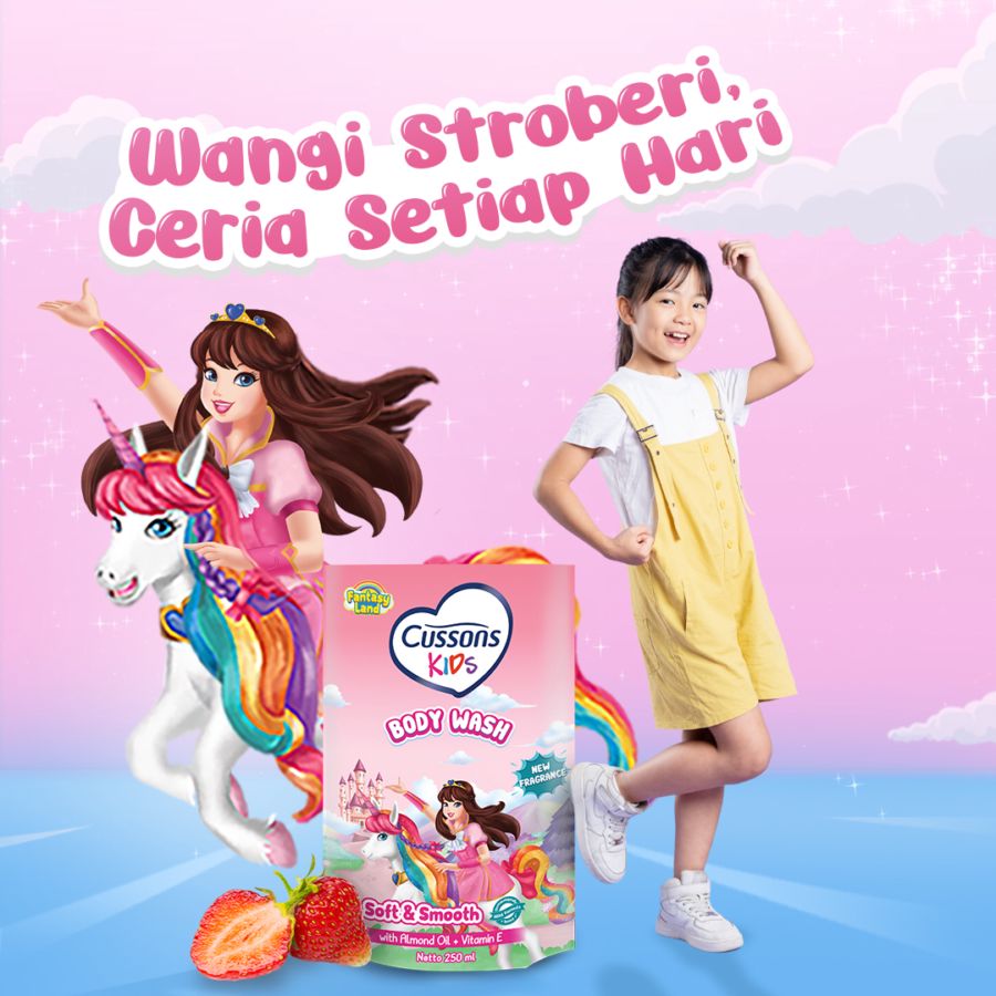 Cussons Kids Soft & Smooth Strawberry Kids Body Wash Pouch 250ml