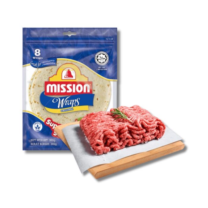 Daging Sapi Giling Reguler Import 500gram & Mission Wrap Super Soft Original Tortilla Bread 360gram