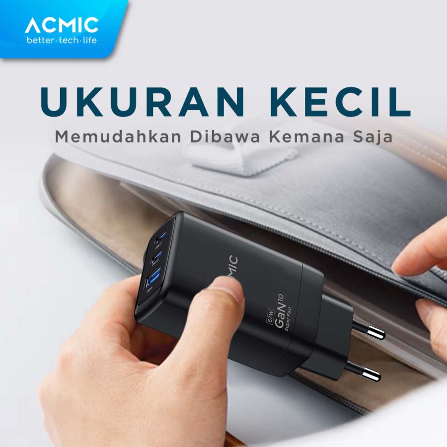 Acmic Charger Adaptor GaN Fast Charging 67 Watt CPD65 1pcs