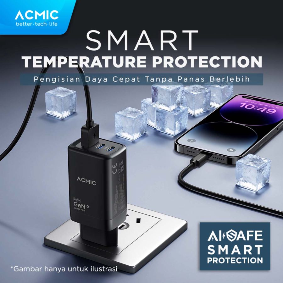 Acmic Charger Adaptor GaN Fast Charging 67 Watt CPD65 1pcs