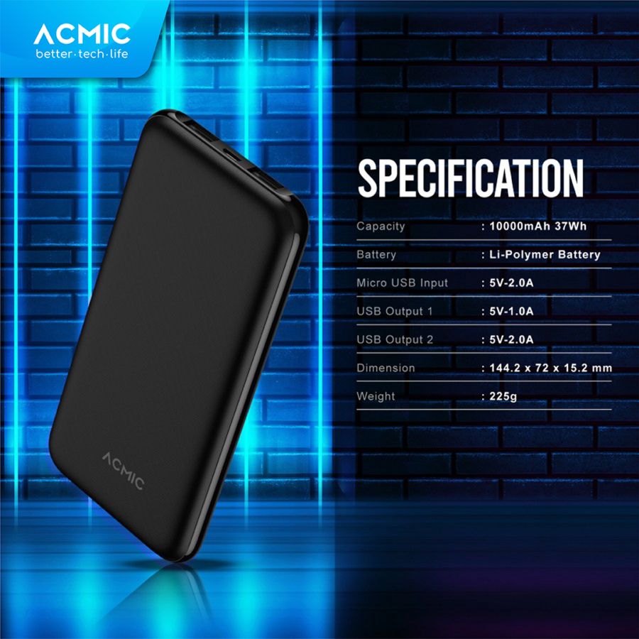 Acmic Power Bank Powerslim 10.000 mAh 1pcs
