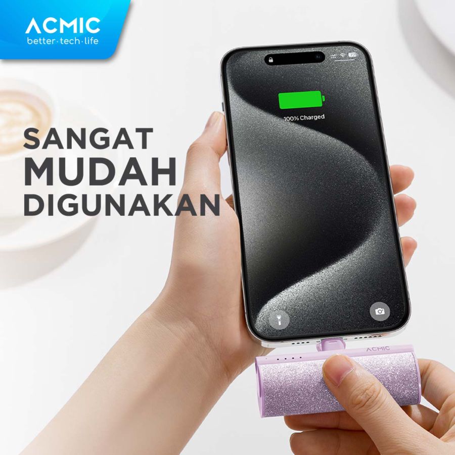 Acmic Power Bank Miniglow Fashion Mini Type C 3500 mAh Pink 1pcs