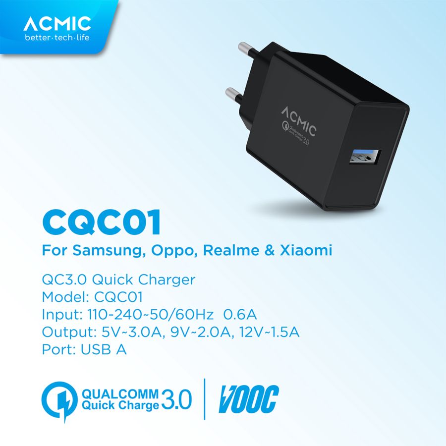 Acmic Charger Adaptor GaN Fast Charging 18 Watt CQC01 1pcs
