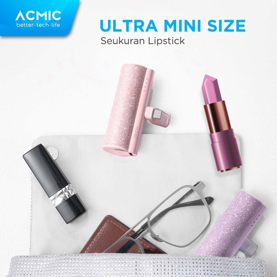 Acmic Power Bank Miniglow Fashion Mini Type C 3500 mAh Pink 1pcs