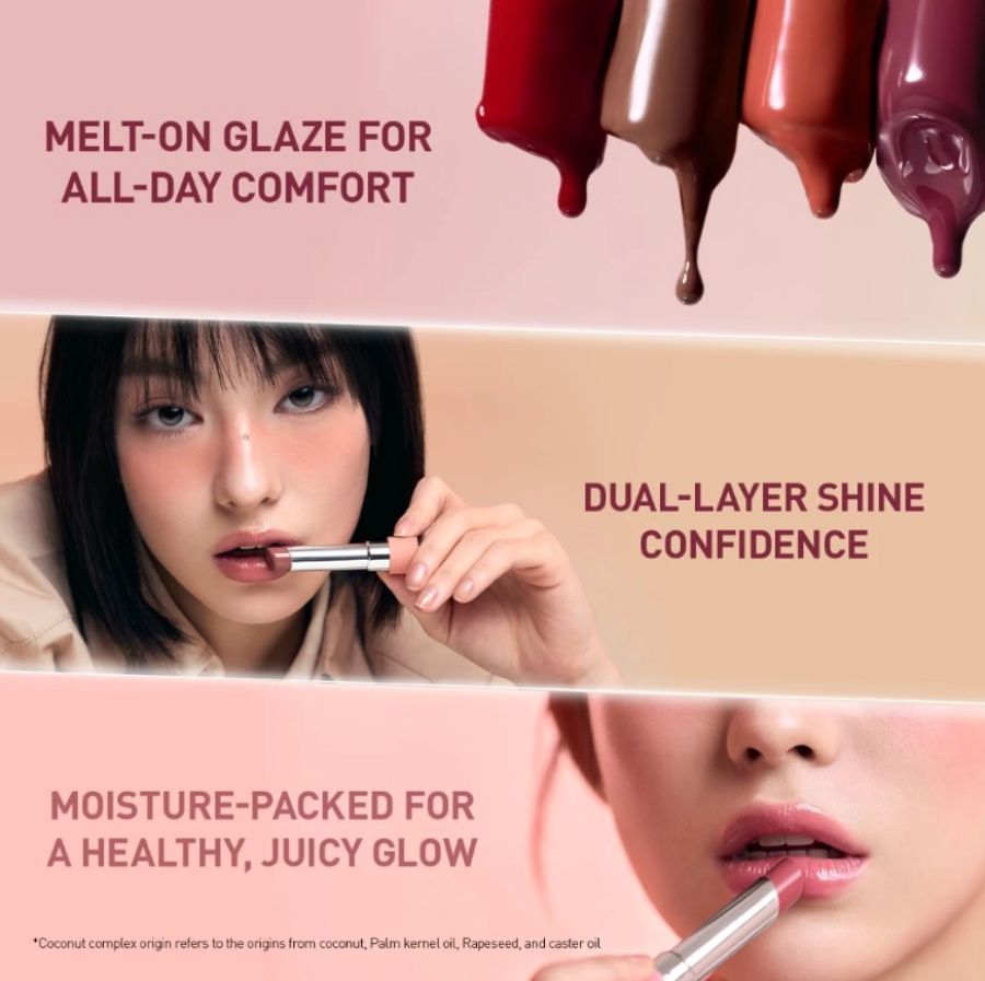 3CE Glazy Lip Glow 32 Peachy Lipstik 3gram