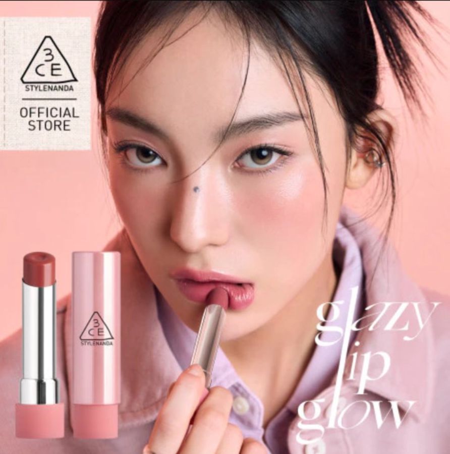 3CE Glazy Lip Glow 37 Raspberry Coated Lipstik 3gram