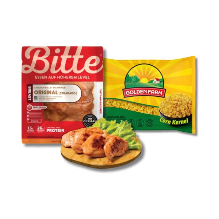 Golden Farm Kernel Corn 500gram & Chicken Breast Fillet Marinade Original Bitte/Dada Ayam 120gram