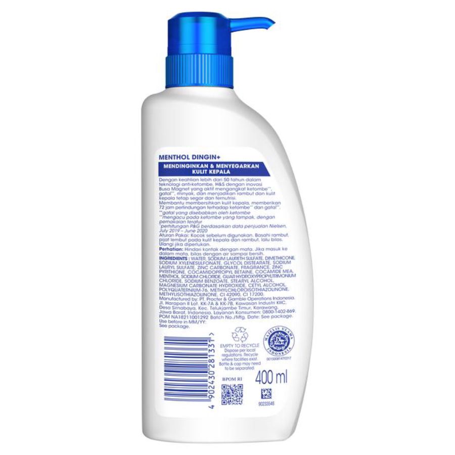 Head & Shoulders Cool Menthol Shampoo 3 x 400 ml