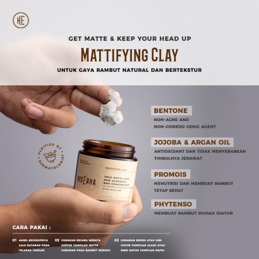 His Erha Mattifying Clay Penata Rambut Pria 120gram
