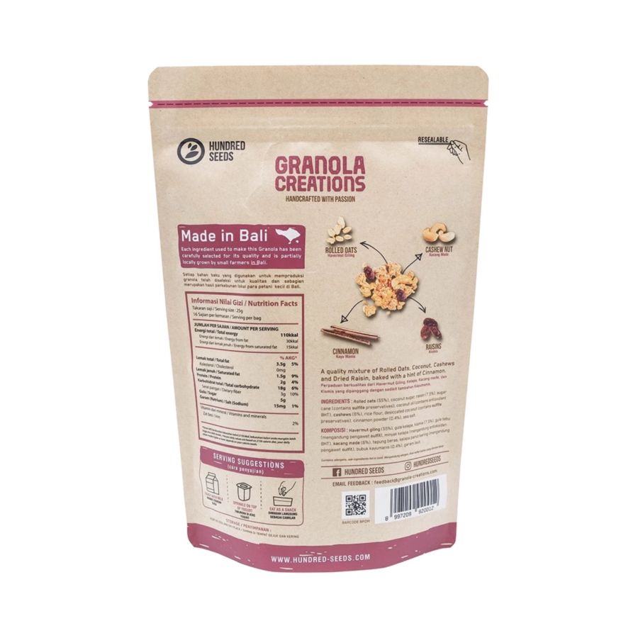 Granola Creation Muesli Cinnamon & Raisin 400gram