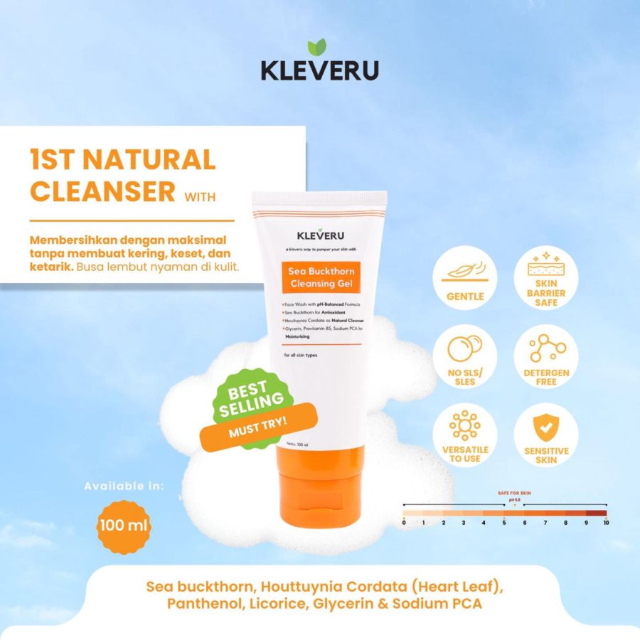 Kleveru Sea Buckthorn Cleansing Gel Face Wash 100ml