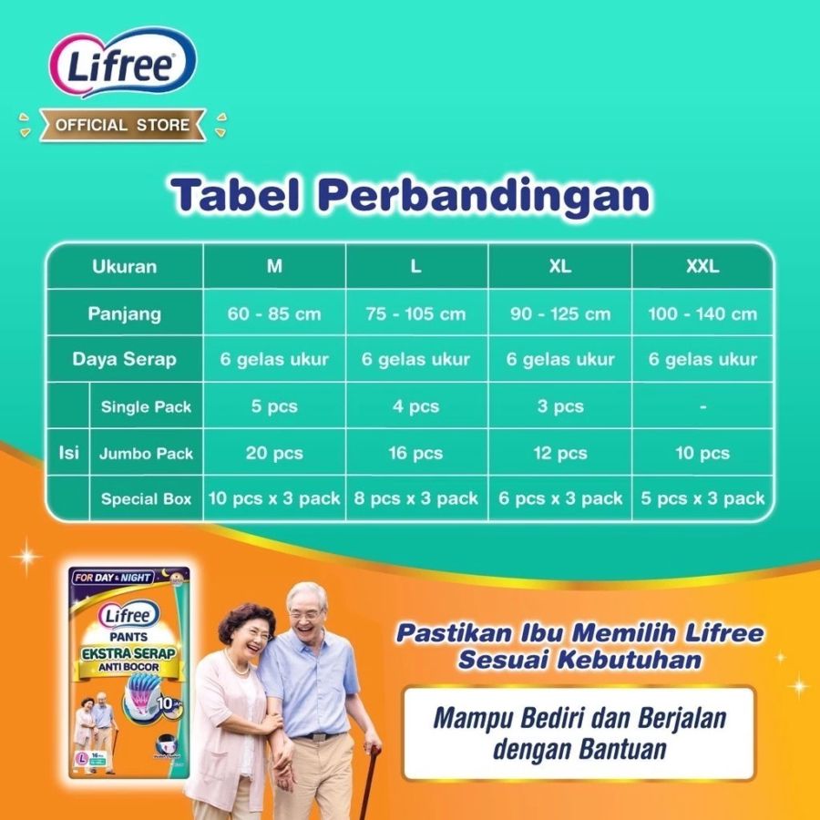 Lifree Popok Celana Extra Serap XL3 Celana Popok Dewasa 1pack