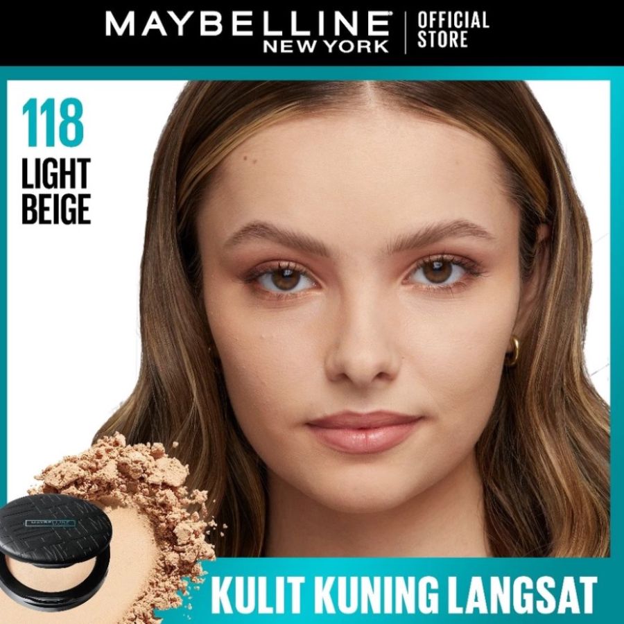 Maybelline FIT ME Matte 118 Light Beige Bedak Padat 6gram