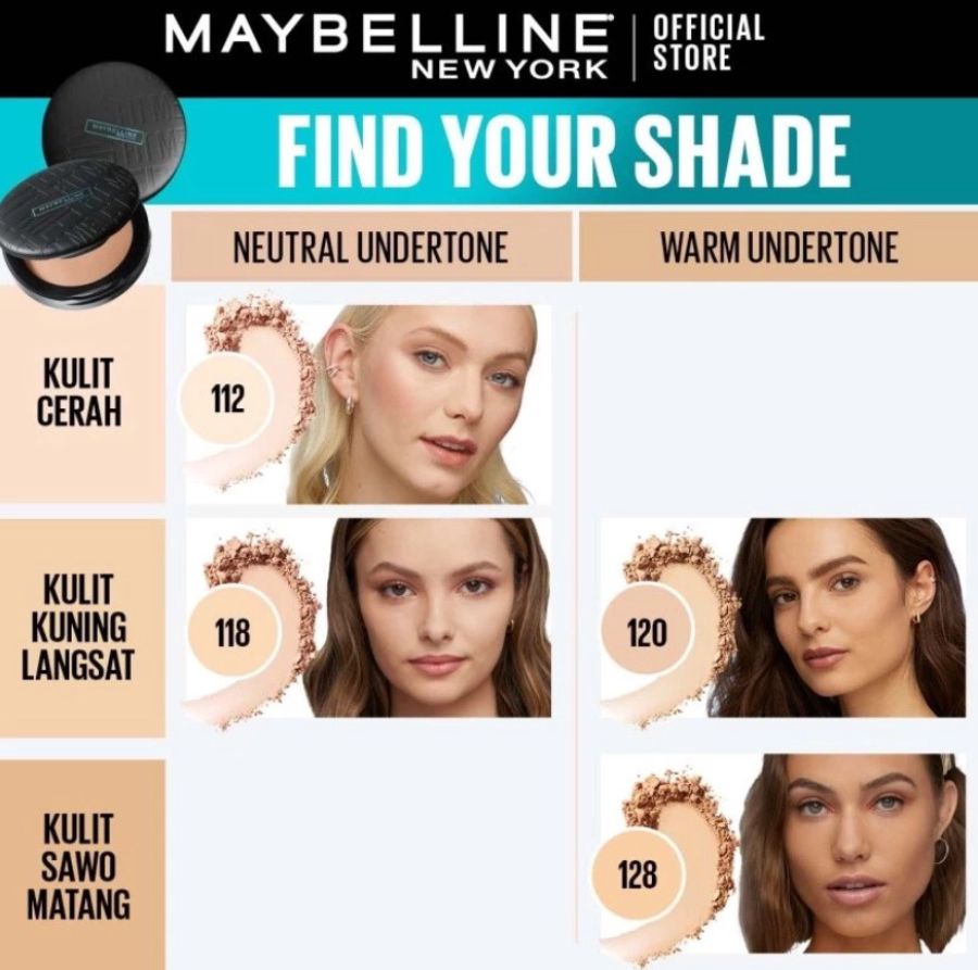 Maybelline FIT ME Matte 118 Light Beige Bedak Padat 6gram