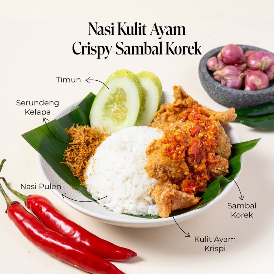 Nasi Kulit Ayam Crispy Sambal Korek